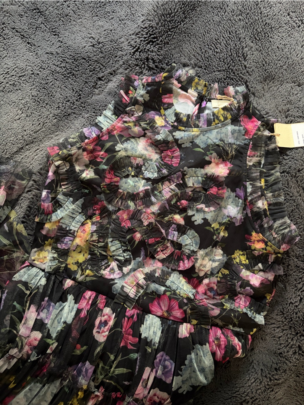 Anthropologie Whimsy Let Me Be Black Floral Tiered Ruffle Maxi Dress - Picture 2 of 7